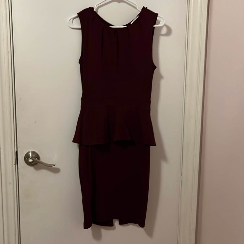3/$20.  Burgundy Peplum Dress - Picture 3 of 9